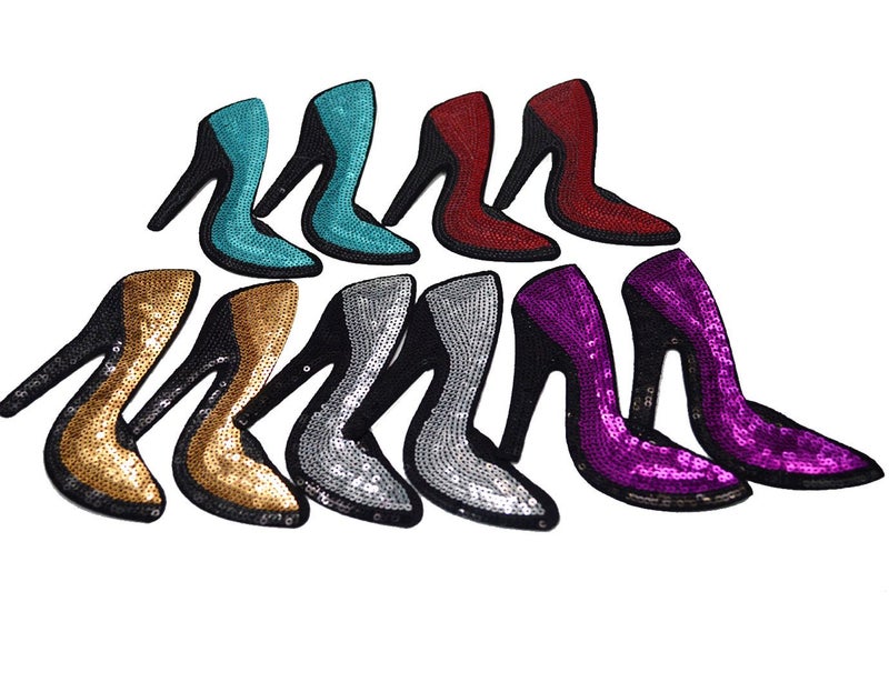 Aisa 5 Pairs High Heel Sequin and Embroidery Patch Garment Applique Iron on DIY Decoration Patch - Image 4